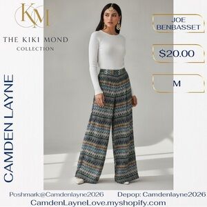 Joe Benbasset Multicolor Patterned Wide-Leg Pants